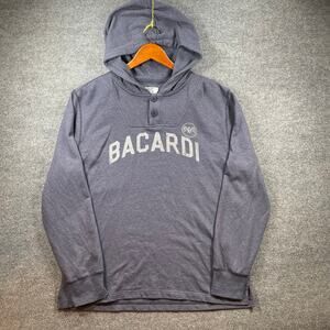 Bacardi Hoodie Adult XL Blue Casual Button Collar Liquor Party Streetwear